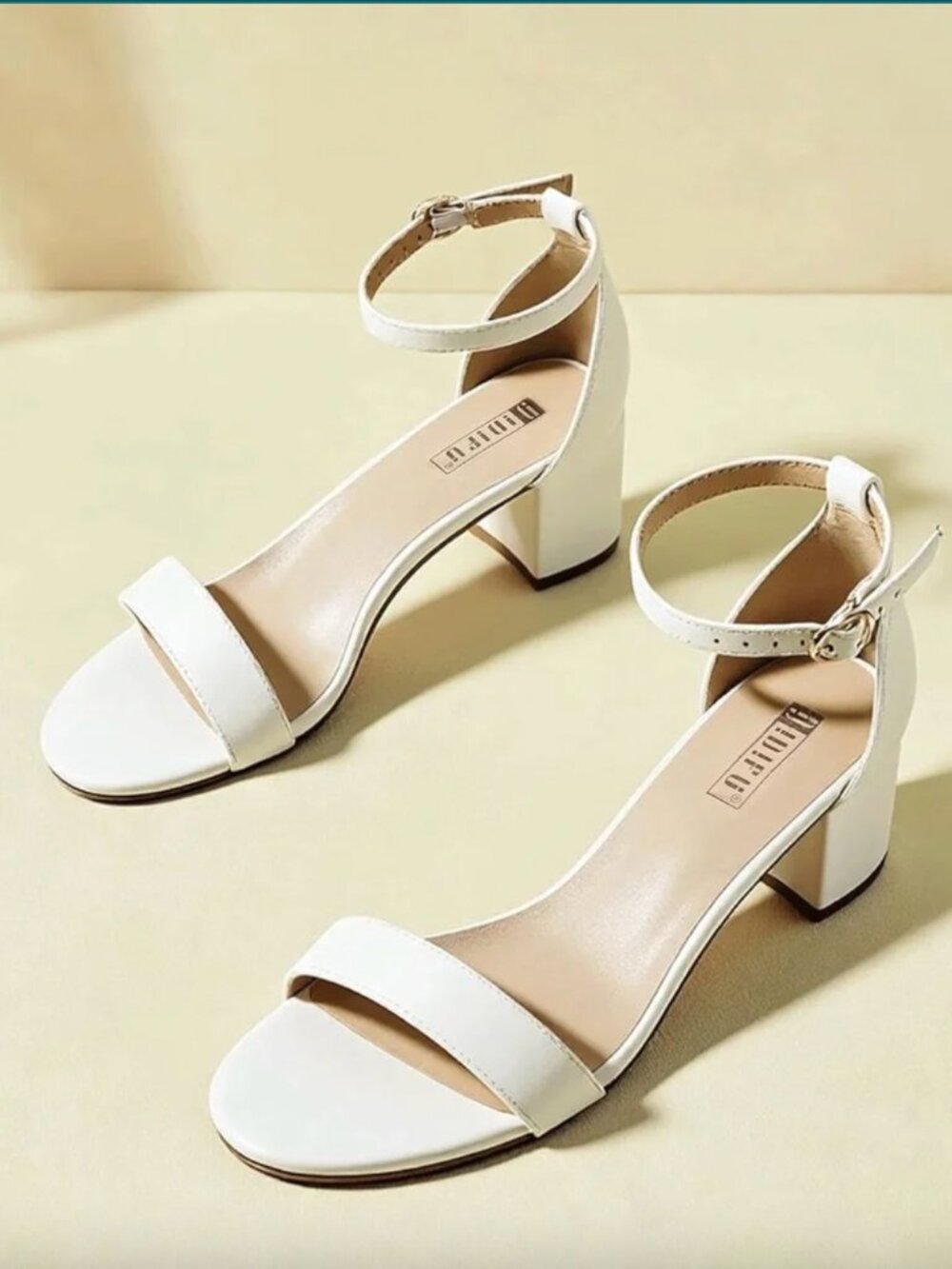 Women's Block Heels Chunky Sandals Ankle Strap Wedding Dress Pump Shoes White 7